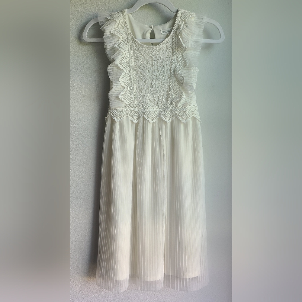 Nannette Kids - Girl's White Sleeveless Dress, Sz 7/8